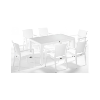 fence Λευκή τραπεζαρία με τζάμι 150x90